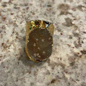 Druzy champagne gold ring